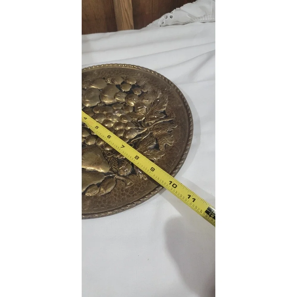 Embossed Brass Plate  Fruit Design Vintage Wall Hanging